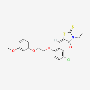 molecular formula C21H20ClNO4S2 B5185847 (5E)-5-({5-Chloro-2-[2-(3-methoxyphenoxy)ethoxy]phenyl}methylidene)-3-ethyl-2-sulfanylidene-1,3-thiazolidin-4-one 