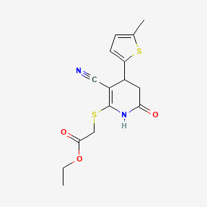 molecular formula C15H16N2O3S2 B5186098 ethyl 2-[[5-cyano-4-(5-methylthiophen-2-yl)-2-oxo-3,4-dihydro-1H-pyridin-6-yl]sulfanyl]acetate 