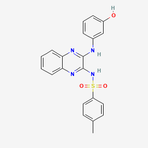 molecular formula C21H18N4O3S B5186175 N-[3-(3-hydroxyanilino)quinoxalin-2-yl]-4-methylbenzenesulfonamide 