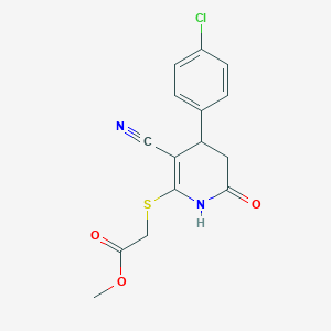 molecular formula C15H13ClN2O3S B5186388 Methyl {[4-(4-chlorophenyl)-3-cyano-6-oxo-1,4,5,6-tetrahydropyridin-2-yl]sulfanyl}acetate 
