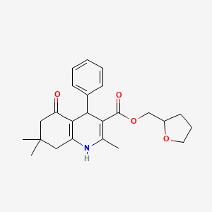 molecular formula C24H29NO4 B5186408 Tetrahydrofuran-2-ylmethyl 2,7,7-trimethyl-5-oxo-4-phenyl-1,4,5,6,7,8-hexahydroquinoline-3-carboxylate 