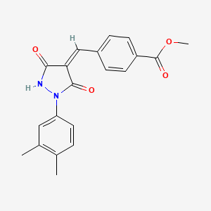 molecular formula C20H18N2O4 B5186458 methyl 4-[(Z)-[1-(3,4-dimethylphenyl)-3,5-dioxopyrazolidin-4-ylidene]methyl]benzoate 