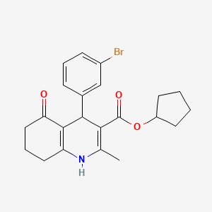 molecular formula C22H24BrNO3 B5186465 Cyclopentyl 4-(3-bromophenyl)-2-methyl-5-oxo-1,4,5,6,7,8-hexahydroquinoline-3-carboxylate 