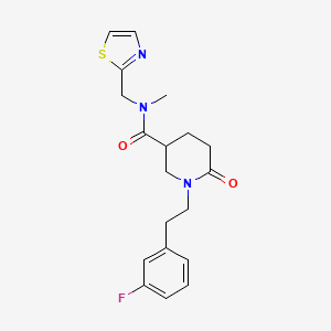 molecular formula C19H22FN3O2S B5186483 1-[2-(3-fluorophenyl)ethyl]-N-methyl-6-oxo-N-(1,3-thiazol-2-ylmethyl)piperidine-3-carboxamide 