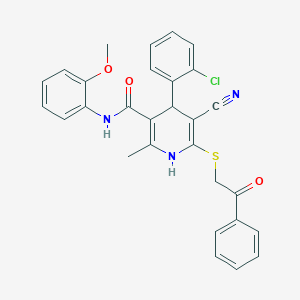 B5186550 4-(2-chlorophenyl)-5-cyano-N-(2-methoxyphenyl)-2-methyl-6-[(2-oxo-2-phenylethyl)thio]-1,4-dihydro-3-pyridinecarboxamide CAS No. 5530-85-8