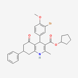 molecular formula C29H30BrNO4 B5186770 Cyclopentyl 4-(3-bromo-4-methoxyphenyl)-2-methyl-5-oxo-7-phenyl-1,4,5,6,7,8-hexahydroquinoline-3-carboxylate 