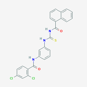 molecular formula C25H17Cl2N3O2S B5186787 N-[(3-{[(2,4-dichlorophenyl)carbonyl]amino}phenyl)carbamothioyl]naphthalene-1-carboxamide 