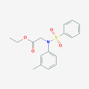 molecular formula C17H19NO4S B5186788 ethyl 2-[N-(benzenesulfonyl)-3-methylanilino]acetate 