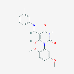 molecular formula C20H19N3O5 B5186843 1-(2,5-Dimethoxyphenyl)-6-hydroxy-5-[(3-methylphenyl)iminomethyl]pyrimidine-2,4-dione 