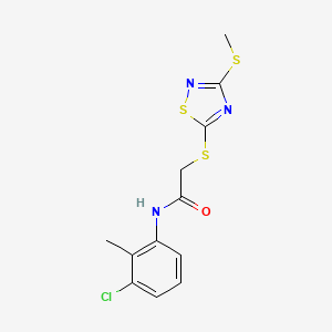 molecular formula C12H12ClN3OS3 B5186899 N-(3-chloro-2-methylphenyl)-2-{[3-(methylthio)-1,2,4-thiadiazol-5-yl]thio}acetamide 