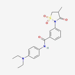 molecular formula C21H25N3O4S B5186973 N-[4-(diethylamino)phenyl]-3-(4-methyl-1,1,3-trioxo-1,2-thiazolidin-2-yl)benzamide 