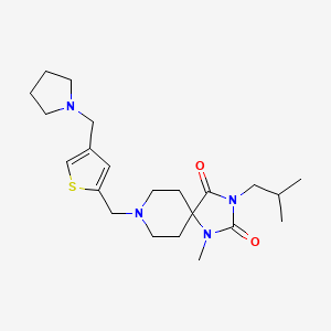 molecular formula C22H34N4O2S B5187092 1-Methyl-3-(2-methylpropyl)-8-[[4-(pyrrolidin-1-ylmethyl)thiophen-2-yl]methyl]-1,3,8-triazaspiro[4.5]decane-2,4-dione 