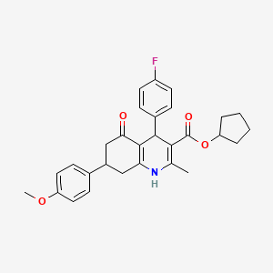 molecular formula C29H30FNO4 B5187245 cyclopentyl 4-(4-fluorophenyl)-7-(4-methoxyphenyl)-2-methyl-5-oxo-1,4,5,6,7,8-hexahydroquinoline-3-carboxylate 