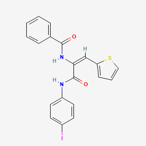 molecular formula C20H15IN2O2S B5187258 N-[(E)-3-(4-iodoanilino)-3-oxo-1-thiophen-2-ylprop-1-en-2-yl]benzamide 