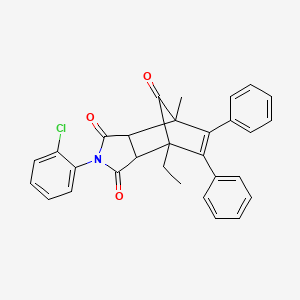 molecular formula C30H24ClNO3 B5187502 4-(2-Chlorophenyl)-1-ethyl-7-methyl-8,9-diphenyl-4-azatricyclo[5.2.1.02,6]dec-8-ene-3,5,10-trione 