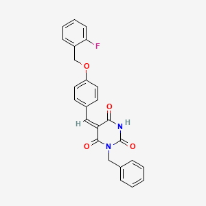 molecular formula C25H19FN2O4 B5187772 (5E)-1-benzyl-5-[[4-[(2-fluorophenyl)methoxy]phenyl]methylidene]-1,3-diazinane-2,4,6-trione 