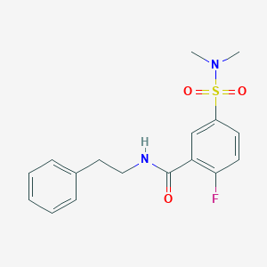 molecular formula C17H19FN2O3S B5187911 5-(dimethylsulfamoyl)-2-fluoro-N-(2-phenylethyl)benzamide 