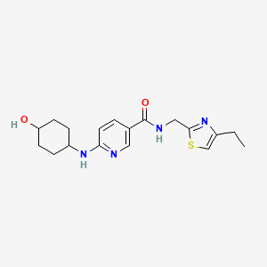 molecular formula C18H24N4O2S B5187936 N-[(4-ethyl-1,3-thiazol-2-yl)methyl]-6-[(4-hydroxycyclohexyl)amino]pyridine-3-carboxamide 