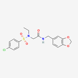 molecular formula C18H19ClN2O5S B5187972 N-(1,3-benzodioxol-5-ylmethyl)-N~2~-[(4-chlorophenyl)sulfonyl]-N~2~-ethylglycinamide 