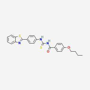 molecular formula C25H23N3O2S2 B5187989 N-{[4-(1,3-benzothiazol-2-yl)phenyl]carbamothioyl}-4-butoxybenzamide 