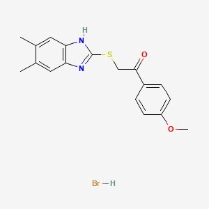 molecular formula C18H19BrN2O2S B5188418 2-[(5,6-dimethyl-1H-benzimidazol-2-yl)sulfanyl]-1-(4-methoxyphenyl)ethanone;hydrobromide 