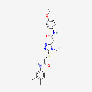 molecular formula C24H29N5O3S B5188665 2-[5-({2-[(3,4-dimethylphenyl)amino]-2-oxoethyl}sulfanyl)-4-ethyl-4H-1,2,4-triazol-3-yl]-N-(4-ethoxyphenyl)acetamide 