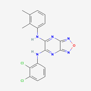 molecular formula C18H14Cl2N6O B5188905 6-N-(2,3-dichlorophenyl)-5-N-(2,3-dimethylphenyl)-[1,2,5]oxadiazolo[3,4-b]pyrazine-5,6-diamine 