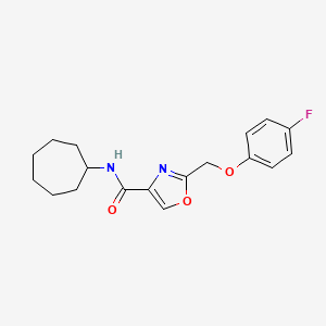 molecular formula C18H21FN2O3 B5188950 N-cycloheptyl-2-[(4-fluorophenoxy)methyl]-1,3-oxazole-4-carboxamide 