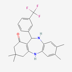 molecular formula C24H25F3N2O B5188979 3,3,7,8-tetramethyl-11-[3-(trifluoromethyl)phenyl]-2,3,4,5,10,11-hexahydro-1H-dibenzo[b,e][1,4]diazepin-1-one 