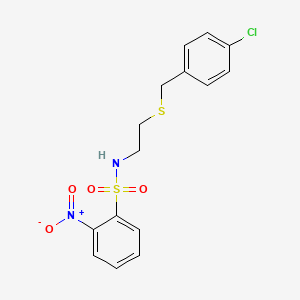 molecular formula C15H15ClN2O4S2 B5188984 N-{2-[(4-chlorobenzyl)thio]ethyl}-2-nitrobenzenesulfonamide 