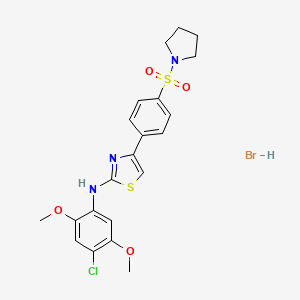 molecular formula C21H23BrClN3O4S2 B5189167 N-(4-chloro-2,5-dimethoxyphenyl)-4-(4-pyrrolidin-1-ylsulfonylphenyl)-1,3-thiazol-2-amine;hydrobromide 