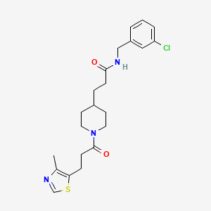 molecular formula C22H28ClN3O2S B5189214 N-[(3-chlorophenyl)methyl]-3-[1-[3-(4-methyl-1,3-thiazol-5-yl)propanoyl]piperidin-4-yl]propanamide 
