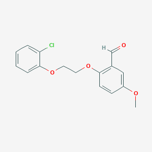 molecular formula C16H15ClO4 B5189230 2-[2-(2-chlorophenoxy)ethoxy]-5-methoxybenzaldehyde 
