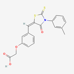 molecular formula C19H15NO4S2 B5189347 2-(3-{[(5E)-3-(3-METHYLPHENYL)-4-OXO-2-SULFANYLIDENE-1,3-THIAZOLIDIN-5-YLIDENE]METHYL}PHENOXY)ACETIC ACID 