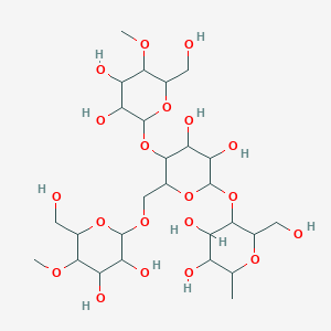 molecular formula C12H22O11 B051894 5-[5-[3,4-Dihydroxy-6-(hydroxymethyl)-5-methoxyoxan-2-yl]oxy-6-[[3,4-dihydroxy-6-(hydroxymethyl)-5-methoxyoxan-2-yl]oxymethyl]-3,4-dihydroxyoxan-2-yl]oxy-6-(hydroxymethyl)-2-methyloxane-3,4-diol CAS No. 9005-25-8