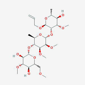 molecular formula C26H46O14 B051895 Allyl 2-O-(4-O-(3,6-di-O-methyl-beta-glucopyranosyl)-2,3-di-O-methyl-alpha-rhamnopyranosyl)-3-O-methyl-alpha-rhamnopyranoside CAS No. 121333-93-5