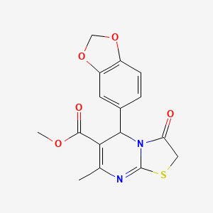 molecular formula C16H14N2O5S B5189760 methyl 5-(1,3-benzodioxol-5-yl)-7-methyl-3-oxo-2,3-dihydro-5H-[1,3]thiazolo[3,2-a]pyrimidine-6-carboxylate 
