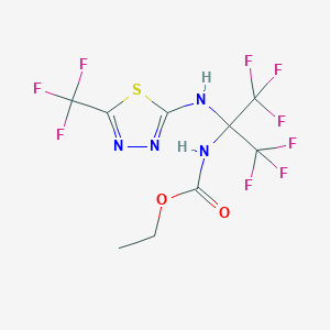 molecular formula C9H7F9N4O2S B5189796 ethyl N-[1,1,1,3,3,3-hexafluoro-2-[[5-(trifluoromethyl)-1,3,4-thiadiazol-2-yl]amino]propan-2-yl]carbamate 