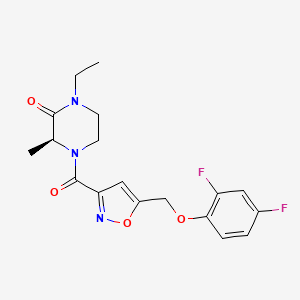 molecular formula C18H19F2N3O4 B5189926 (3S)-4-[5-[(2,4-difluorophenoxy)methyl]-1,2-oxazole-3-carbonyl]-1-ethyl-3-methylpiperazin-2-one 