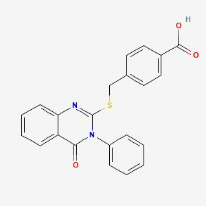 molecular formula C22H16N2O3S B5189982 4-{[(4-oxo-3-phenyl-3,4-dihydro-2-quinazolinyl)thio]methyl}benzoic acid 