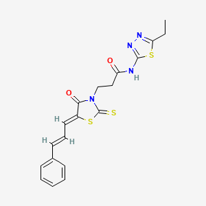 molecular formula C19H18N4O2S3 B5190137 N-(5-ethyl-1,3,4-thiadiazol-2-yl)-3-[4-oxo-5-(3-phenyl-2-propen-1-ylidene)-2-thioxo-1,3-thiazolidin-3-yl]propanamide 