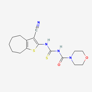 molecular formula C16H20N4O2S2 B5190412 N-[(3-cyano-5,6,7,8-tetrahydro-4H-cyclohepta[b]thiophen-2-yl)carbamothioyl]morpholine-4-carboxamide 