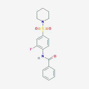 molecular formula C18H19FN2O3S B5190444 N-[2-fluoro-4-(1-piperidinylsulfonyl)phenyl]benzamide 