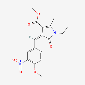 molecular formula C17H18N2O6 B5190680 methyl (4Z)-1-ethyl-4-[(4-methoxy-3-nitrophenyl)methylidene]-2-methyl-5-oxopyrrole-3-carboxylate 