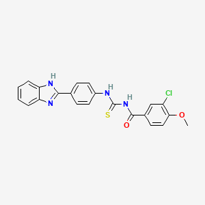 molecular formula C22H17ClN4O2S B5190772 N-{[4-(1H-benzimidazol-2-yl)phenyl]carbamothioyl}-3-chloro-4-methoxybenzamide 