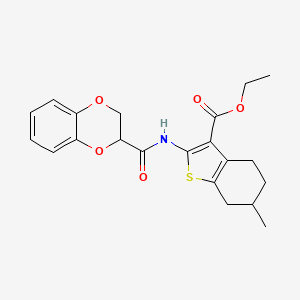 molecular formula C21H23NO5S B5190803 ethyl 2-[(2,3-dihydro-1,4-benzodioxin-2-ylcarbonyl)amino]-6-methyl-4,5,6,7-tetrahydro-1-benzothiophene-3-carboxylate 