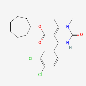 molecular formula C20H24Cl2N2O3 B5190804 Cycloheptyl 4-(3,4-dichlorophenyl)-1,6-dimethyl-2-oxo-1,2,3,4-tetrahydropyrimidine-5-carboxylate 