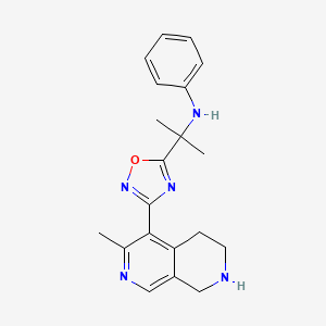 molecular formula C20H23N5O B5190810 N-[2-[3-(3-methyl-5,6,7,8-tetrahydro-2,7-naphthyridin-4-yl)-1,2,4-oxadiazol-5-yl]propan-2-yl]aniline 