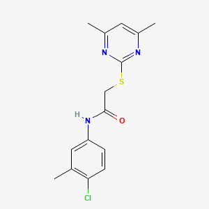 molecular formula C15H16ClN3OS B5190821 N-(4-chloro-3-methylphenyl)-2-[(4,6-dimethyl-2-pyrimidinyl)thio]acetamide 