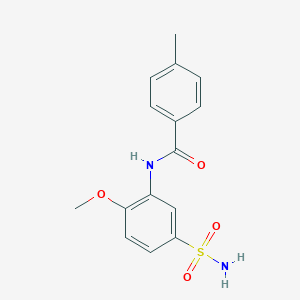 molecular formula C15H16N2O4S B5190930 N-(2-methoxy-5-sulfamoylphenyl)-4-methylbenzamide 